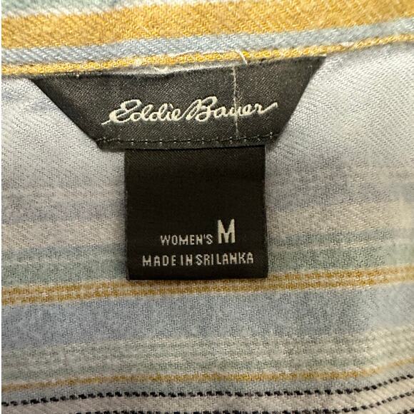 Eddie Bauer Light Blue Striped Soft Cotton Casual Button Down Size M - Picture 5 of 9